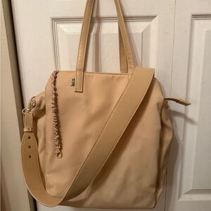 BEIS Tan Tote Bag with Structured Design and Gold-Tone Hardware